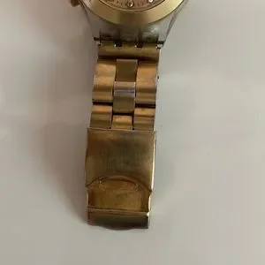 Swatch Unisex Swiss Chronograph Full-Blooded Gold-Tone Aluminum Bracelet 43mm NEW LIMITED SWATCH IRONY FULL BLOODED GOLD CHRONO ALUMINUM  main image 4